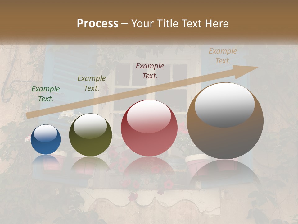 A Window With Blue Shutters And Flowers On It PowerPoint Template