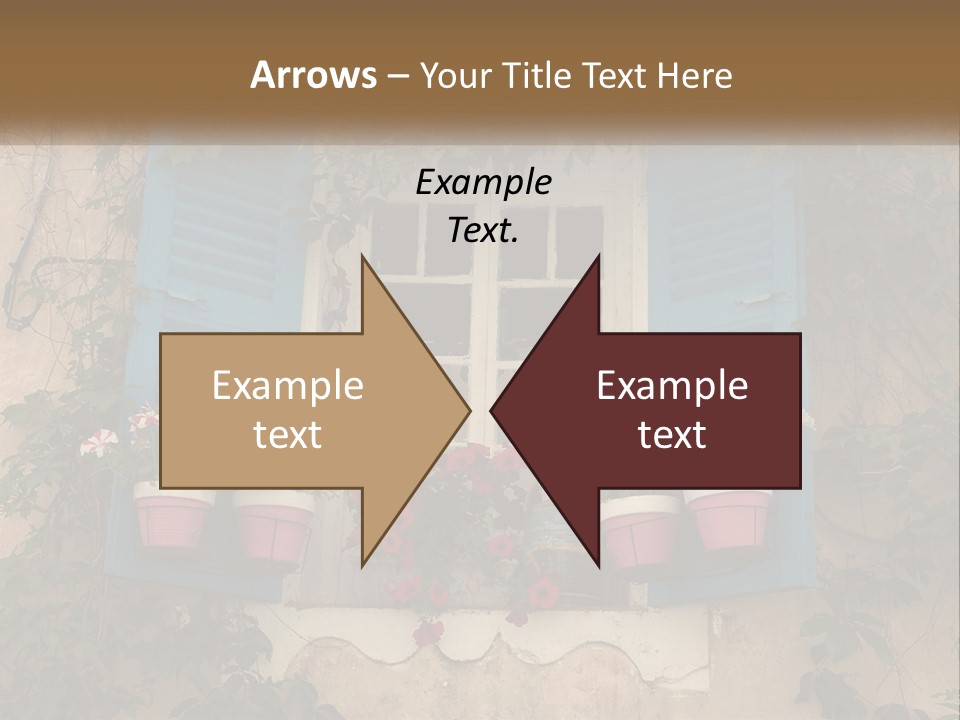 A Window With Blue Shutters And Flowers On It PowerPoint Template