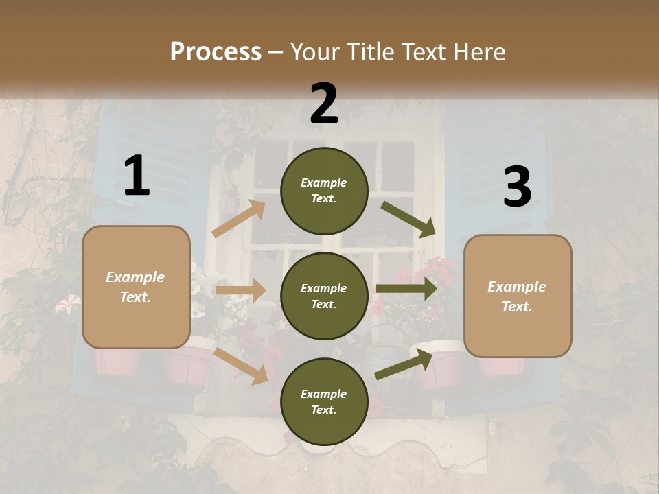 A Window With Blue Shutters And Flowers On It PowerPoint Template