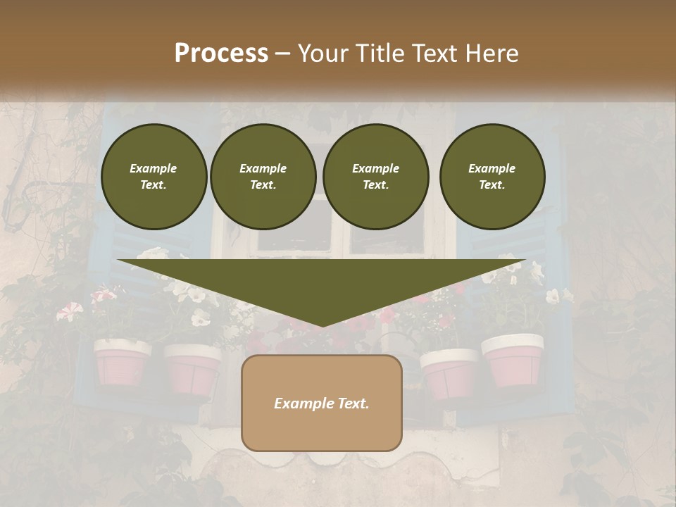 A Window With Blue Shutters And Flowers On It PowerPoint Template