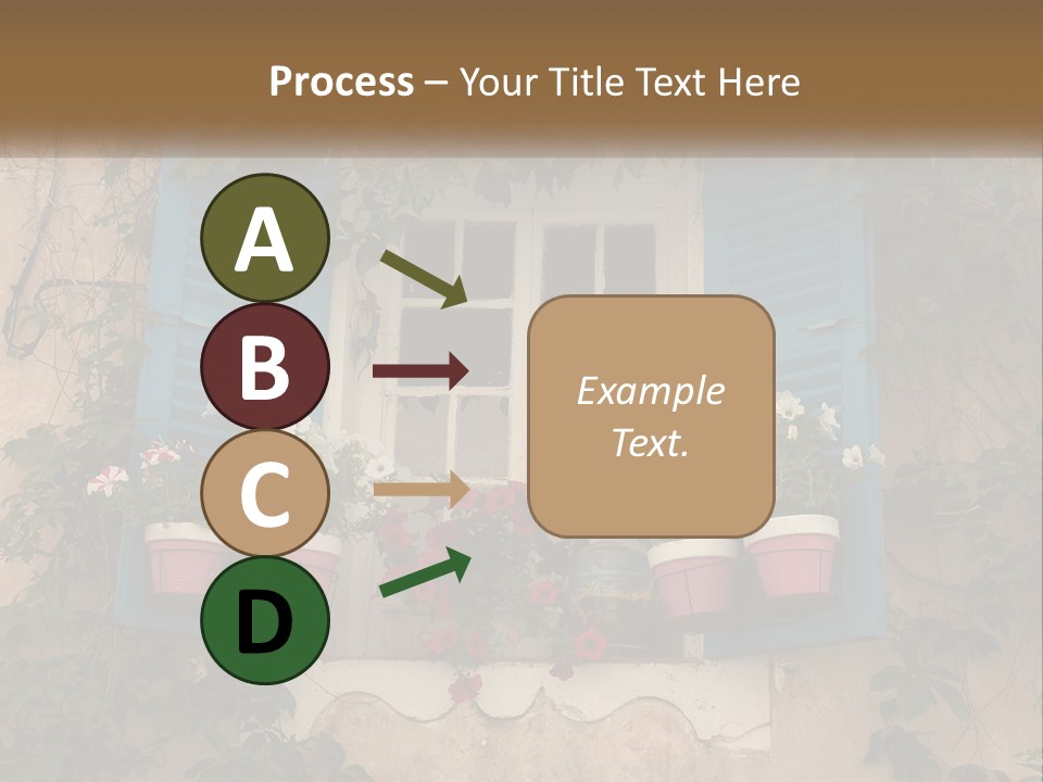 A Window With Blue Shutters And Flowers On It PowerPoint Template