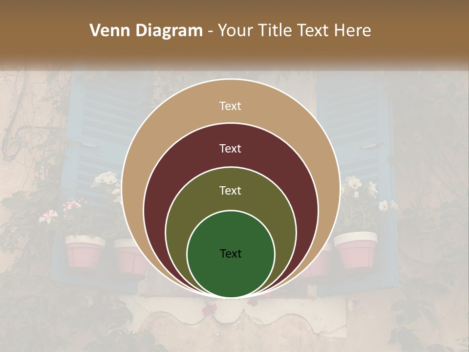 A Window With Blue Shutters And Flowers On It PowerPoint Template