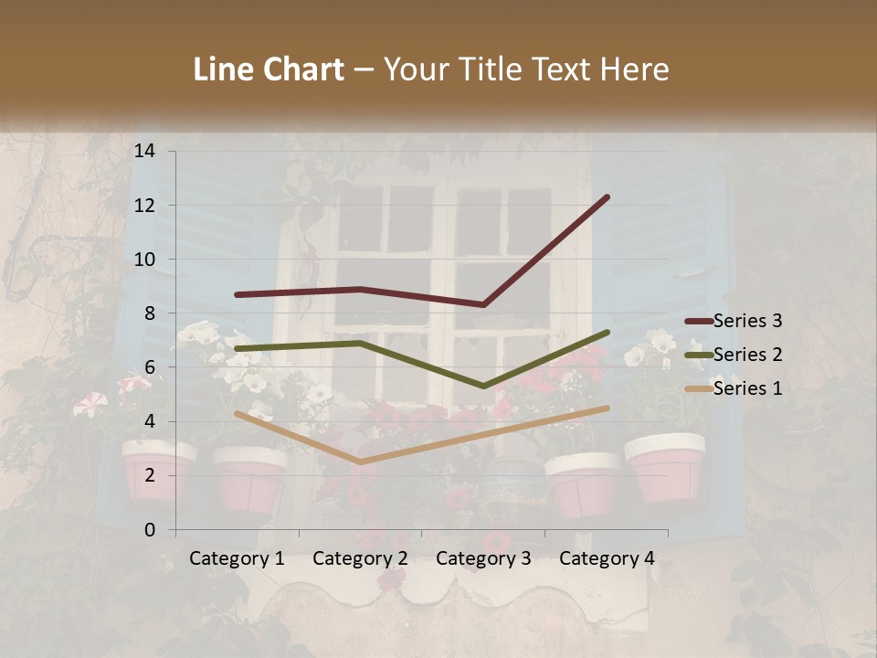 A Window With Blue Shutters And Flowers On It PowerPoint Template