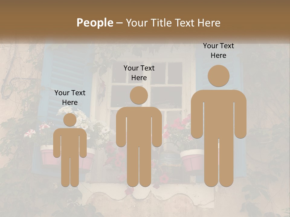 A Window With Blue Shutters And Flowers On It PowerPoint Template