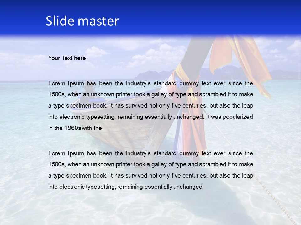 A Boat In The Water With A Blue Sky In The Background PowerPoint Template