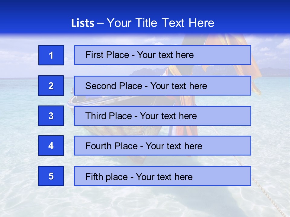 A Boat In The Water With A Blue Sky In The Background PowerPoint Template