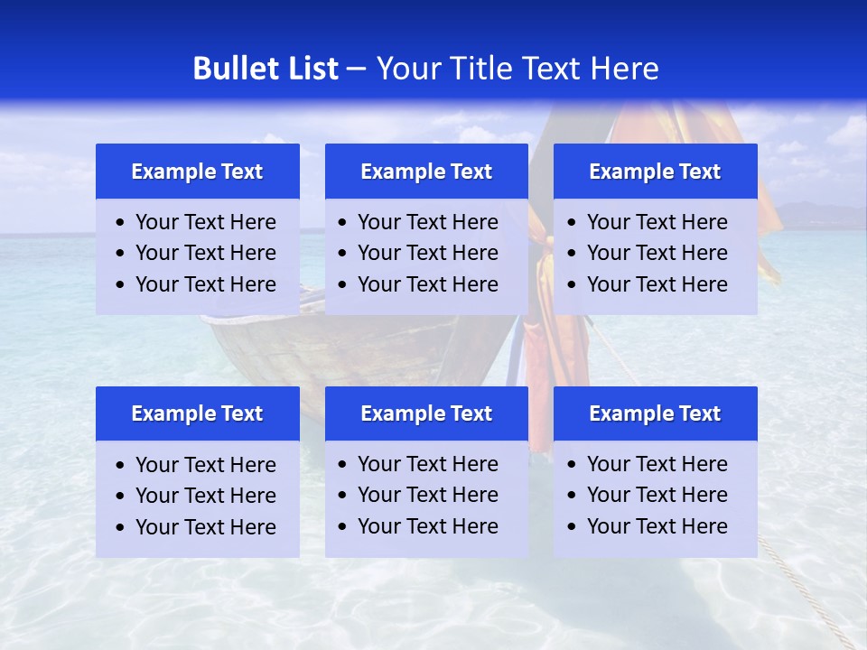 A Boat In The Water With A Blue Sky In The Background PowerPoint Template