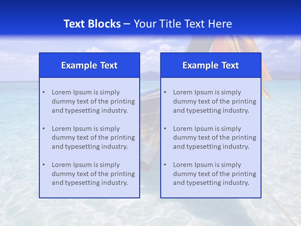 A Boat In The Water With A Blue Sky In The Background PowerPoint Template