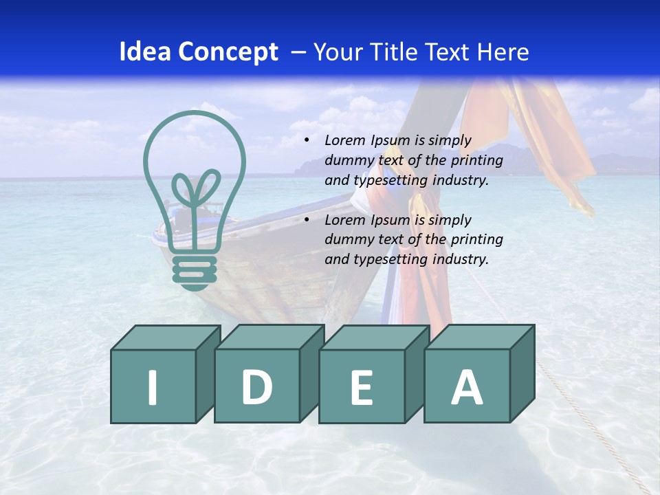 A Boat In The Water With A Blue Sky In The Background PowerPoint Template