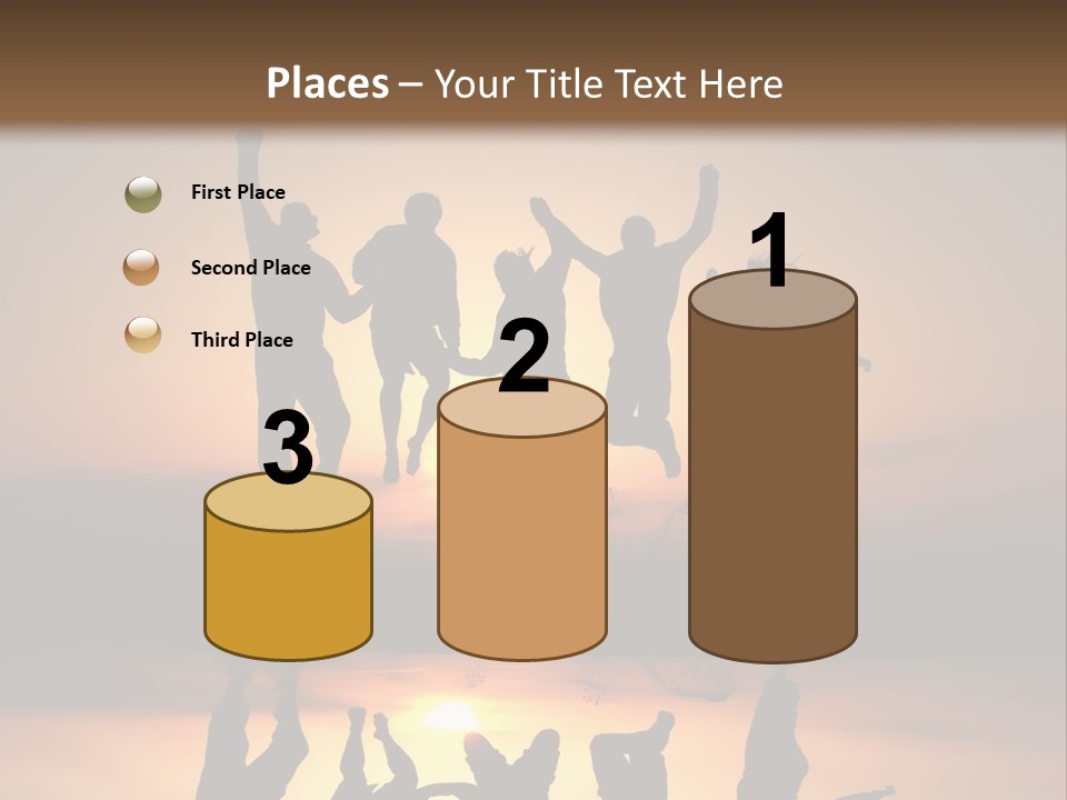 A Group Of People Jumping In The Air At Sunset PowerPoint Template