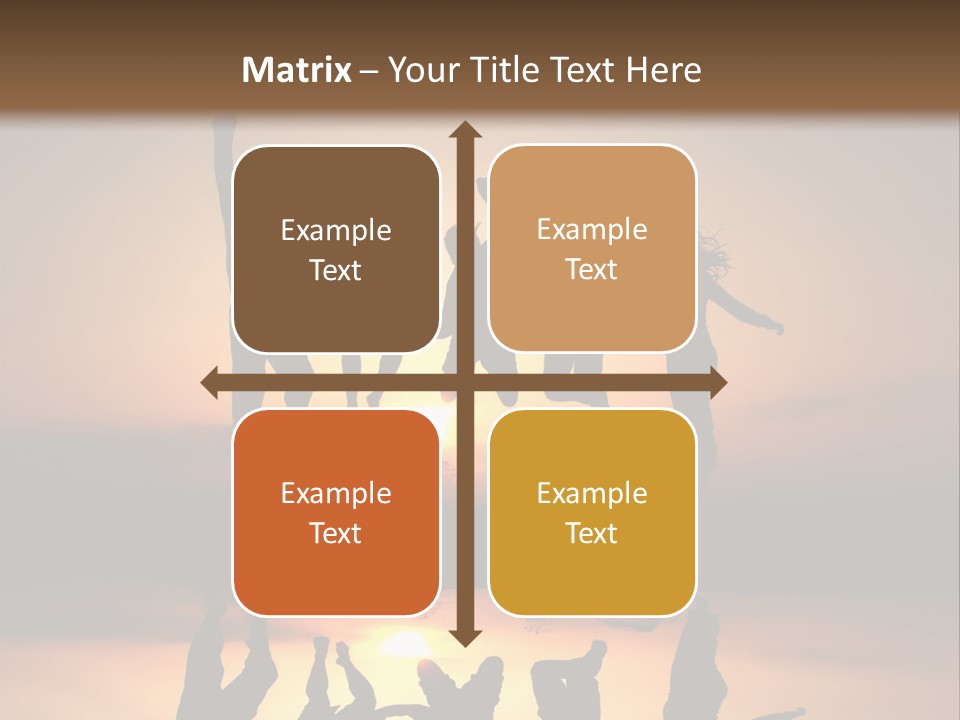 A Group Of People Jumping In The Air At Sunset PowerPoint Template