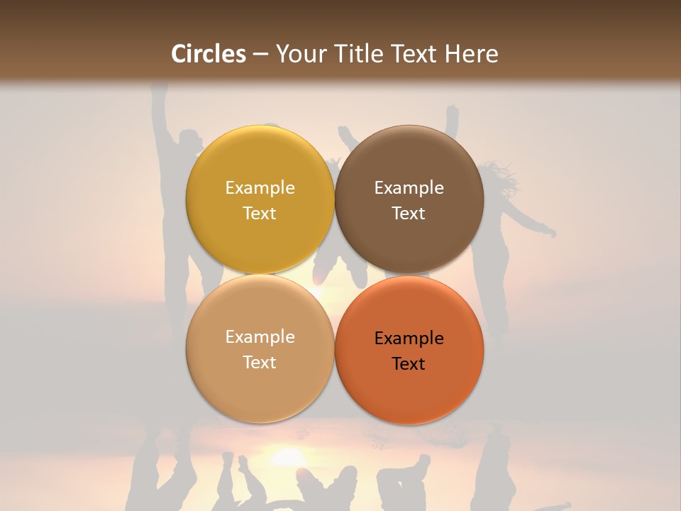 A Group Of People Jumping In The Air At Sunset PowerPoint Template
