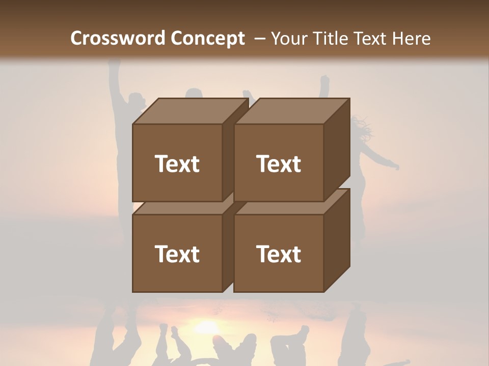 A Group Of People Jumping In The Air At Sunset PowerPoint Template