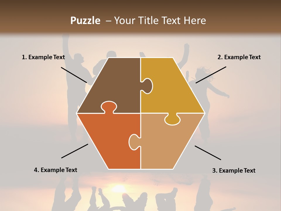 A Group Of People Jumping In The Air At Sunset PowerPoint Template