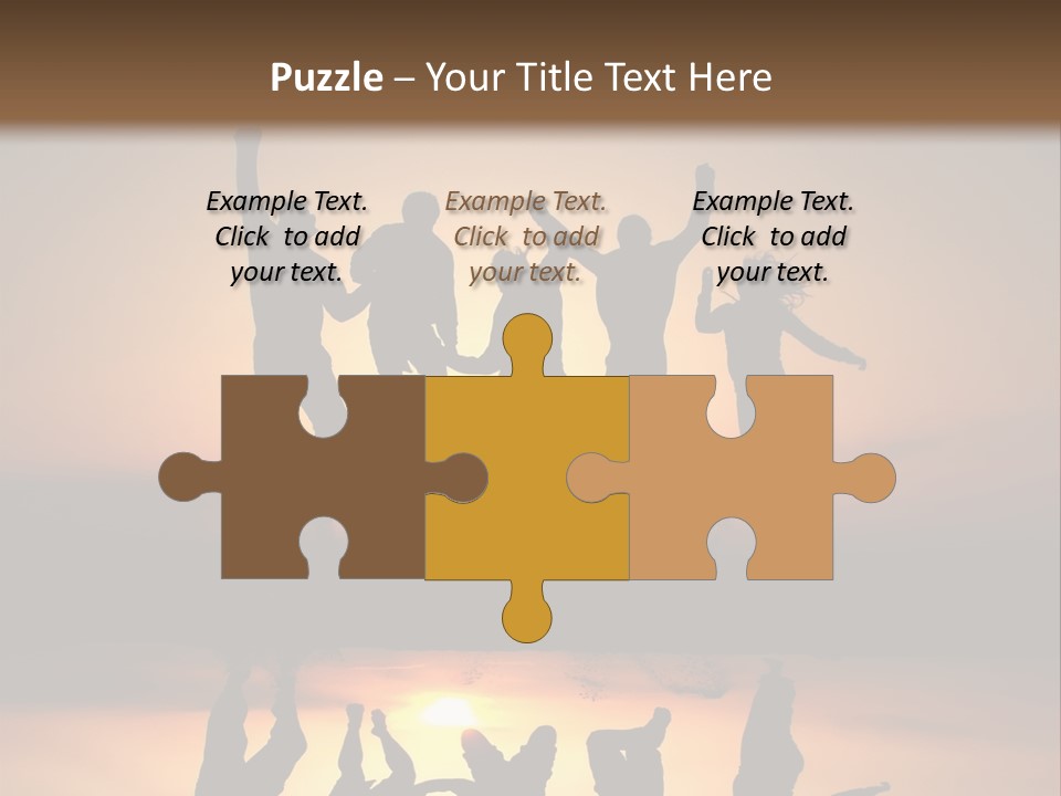 A Group Of People Jumping In The Air At Sunset PowerPoint Template