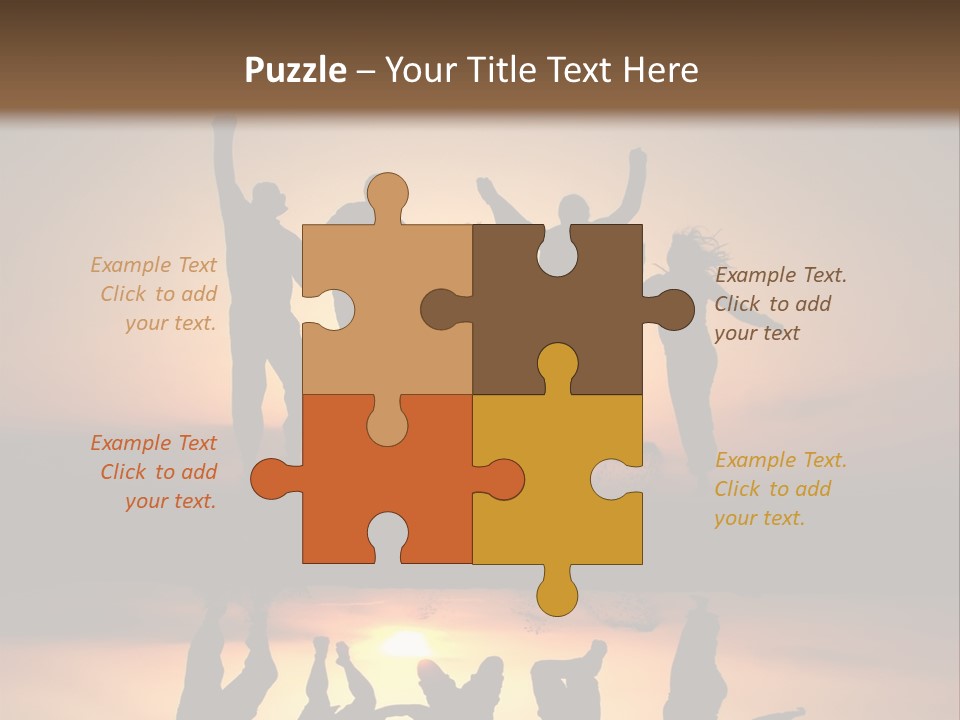 A Group Of People Jumping In The Air At Sunset PowerPoint Template