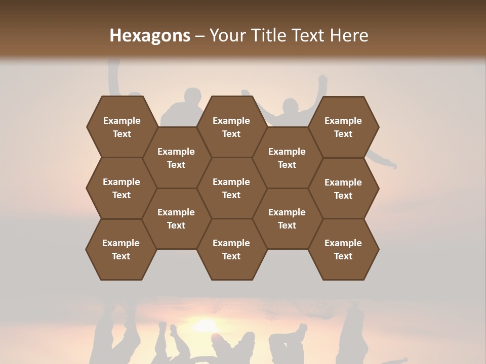 A Group Of People Jumping In The Air At Sunset PowerPoint Template