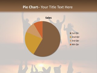 A Group Of People Jumping In The Air At Sunset PowerPoint Template