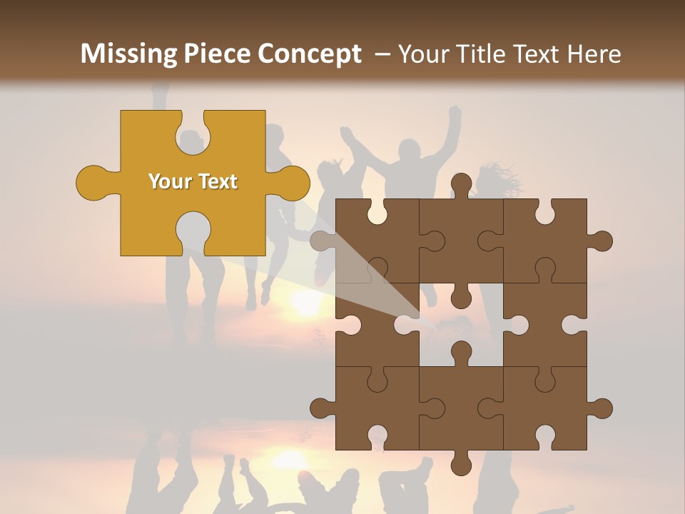 A Group Of People Jumping In The Air At Sunset PowerPoint Template