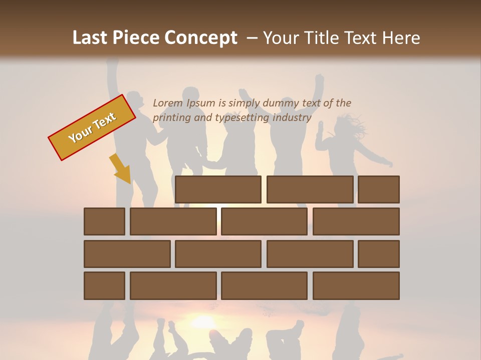 A Group Of People Jumping In The Air At Sunset PowerPoint Template