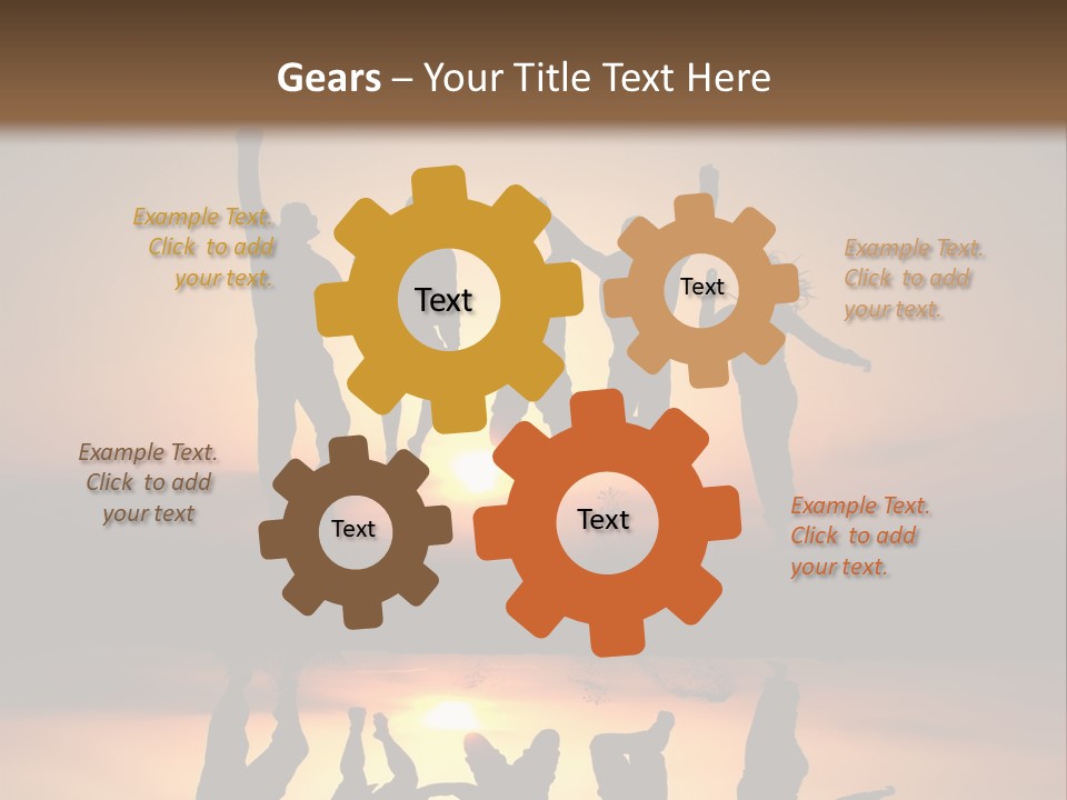 A Group Of People Jumping In The Air At Sunset PowerPoint Template