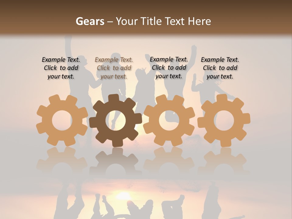 A Group Of People Jumping In The Air At Sunset PowerPoint Template