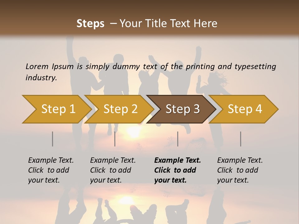 A Group Of People Jumping In The Air At Sunset PowerPoint Template