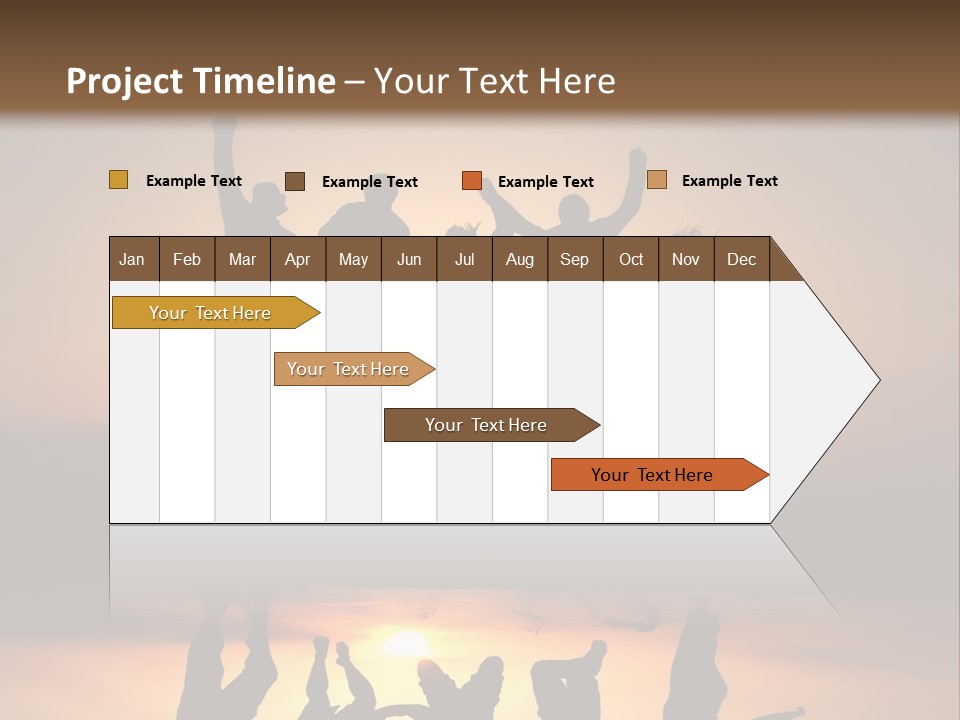 A Group Of People Jumping In The Air At Sunset PowerPoint Template