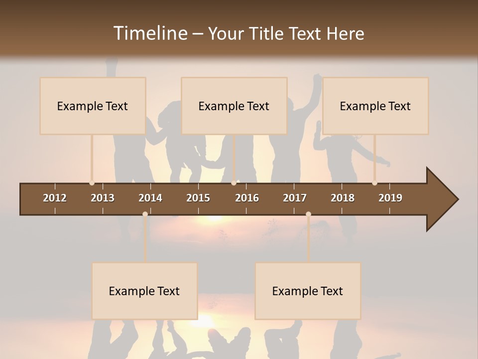 A Group Of People Jumping In The Air At Sunset PowerPoint Template