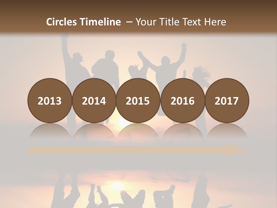 A Group Of People Jumping In The Air At Sunset PowerPoint Template