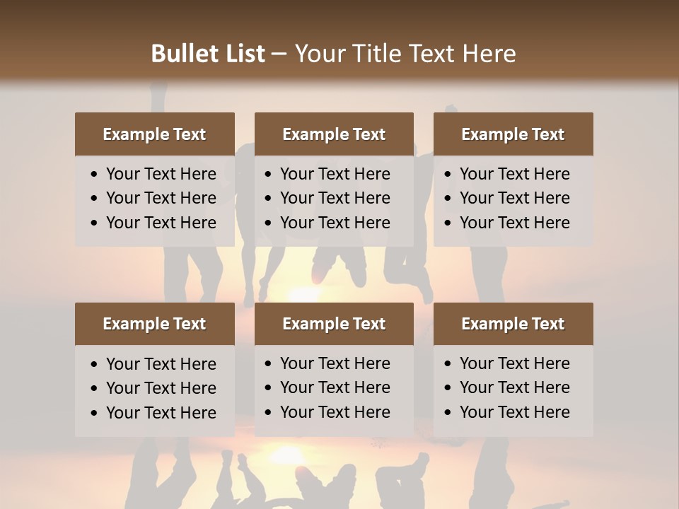 A Group Of People Jumping In The Air At Sunset PowerPoint Template