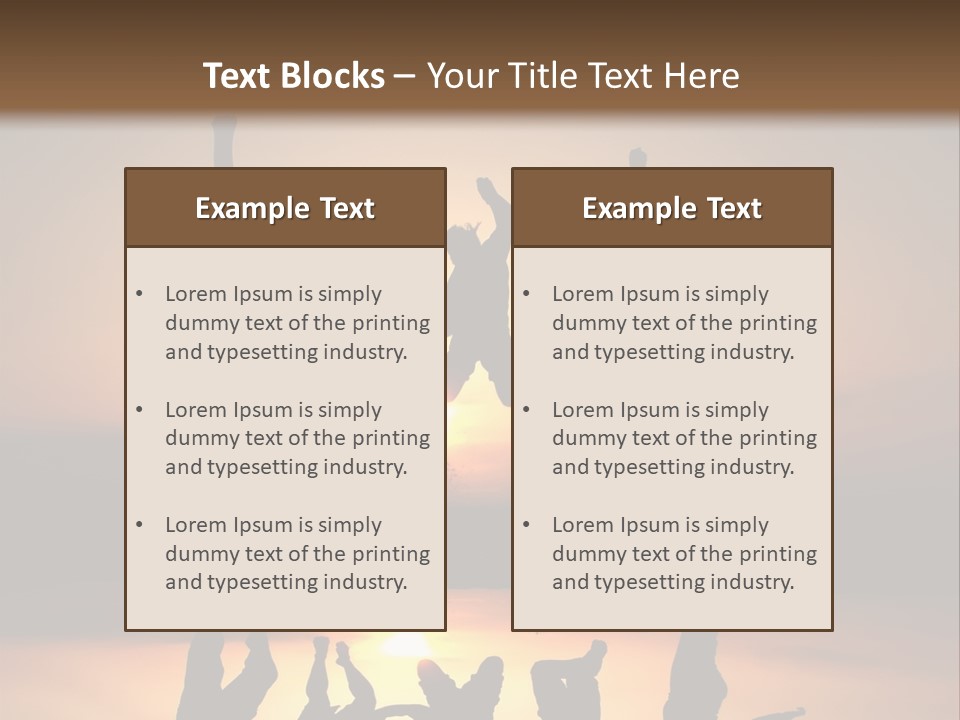 A Group Of People Jumping In The Air At Sunset PowerPoint Template
