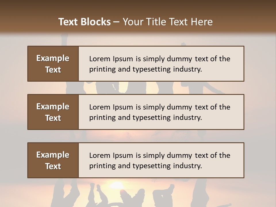 A Group Of People Jumping In The Air At Sunset PowerPoint Template