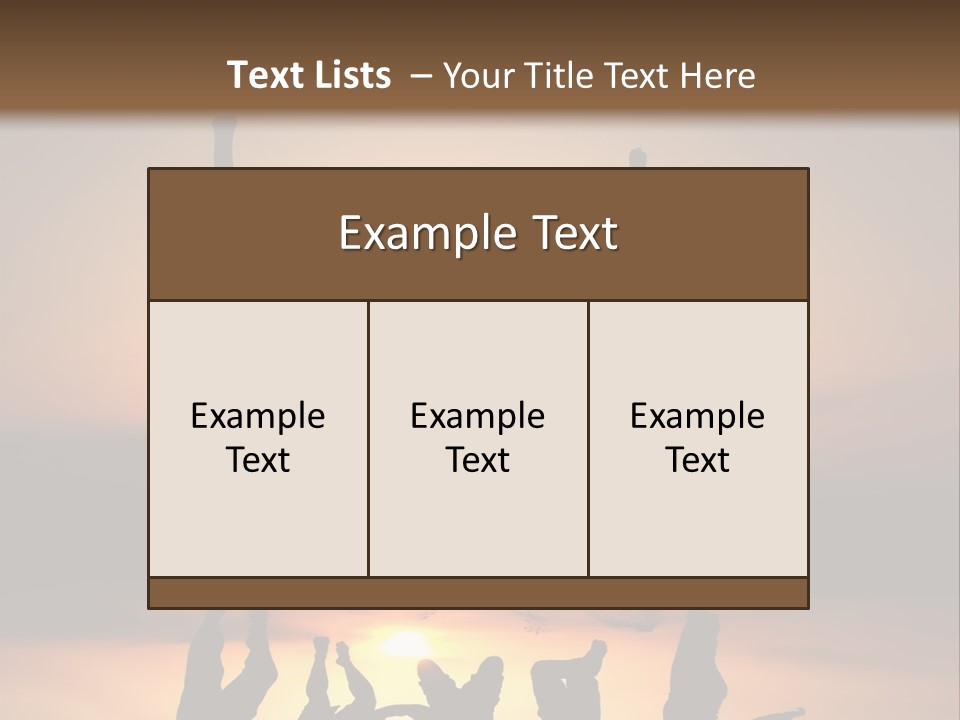 A Group Of People Jumping In The Air At Sunset PowerPoint Template