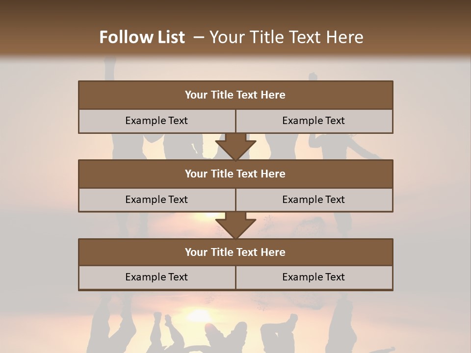 A Group Of People Jumping In The Air At Sunset PowerPoint Template