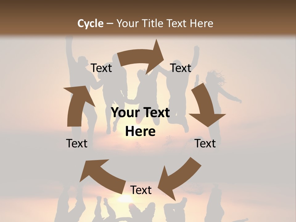 A Group Of People Jumping In The Air At Sunset PowerPoint Template