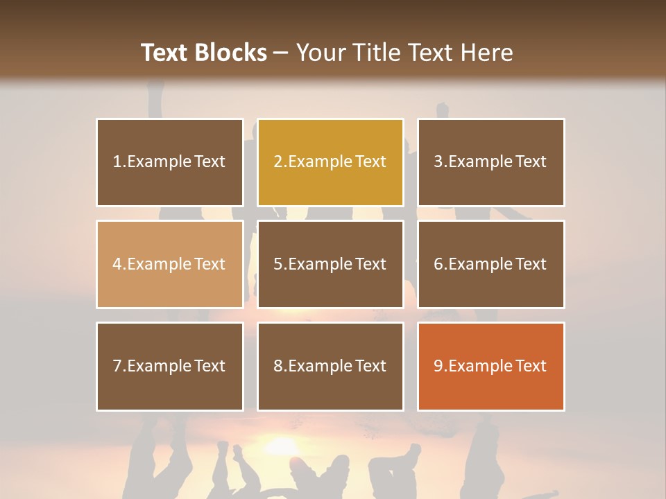 A Group Of People Jumping In The Air At Sunset PowerPoint Template