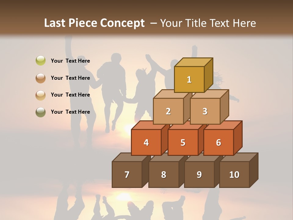 A Group Of People Jumping In The Air At Sunset PowerPoint Template