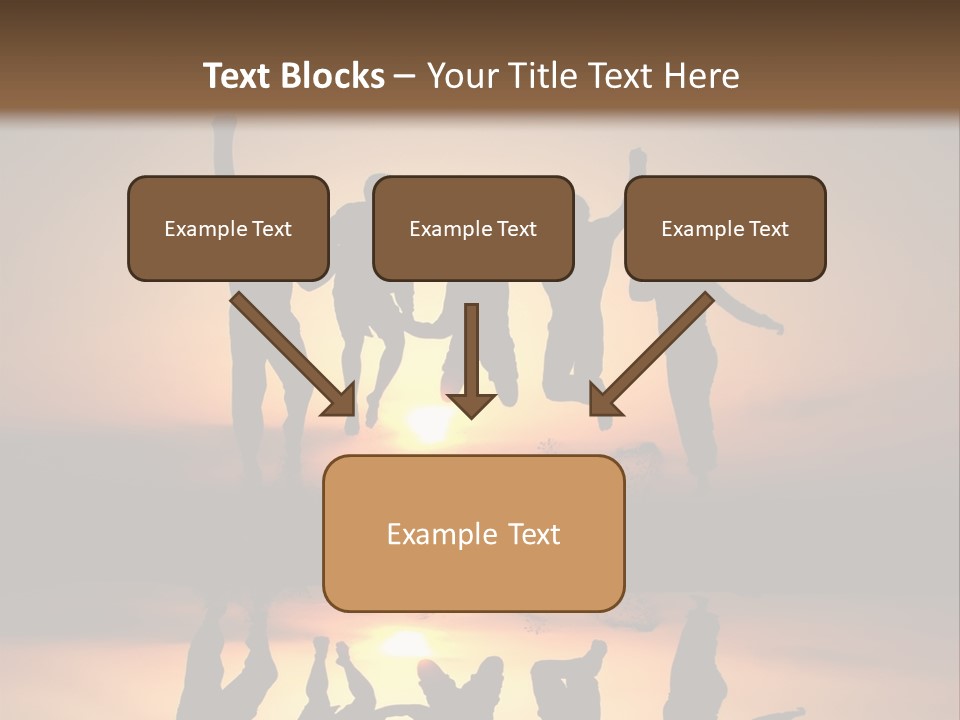 A Group Of People Jumping In The Air At Sunset PowerPoint Template