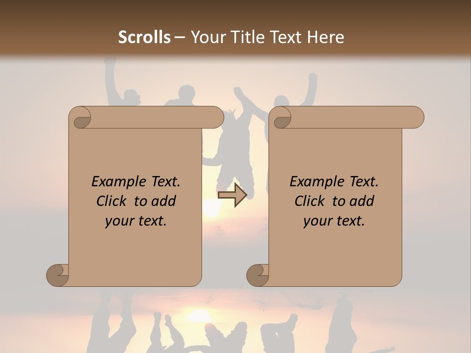 A Group Of People Jumping In The Air At Sunset PowerPoint Template