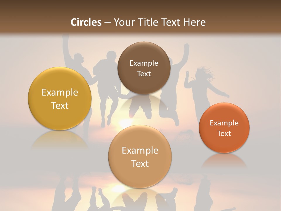 A Group Of People Jumping In The Air At Sunset PowerPoint Template