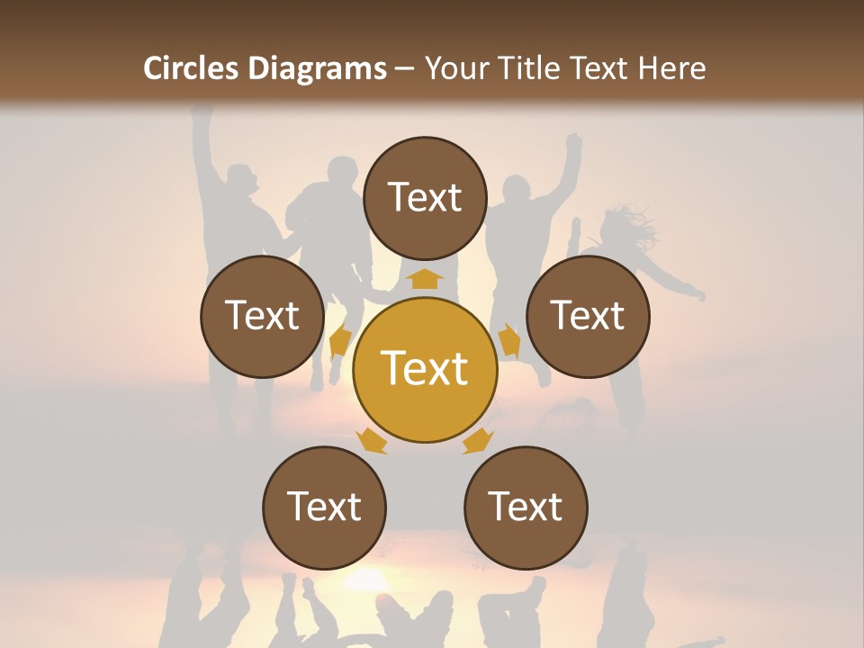 A Group Of People Jumping In The Air At Sunset PowerPoint Template