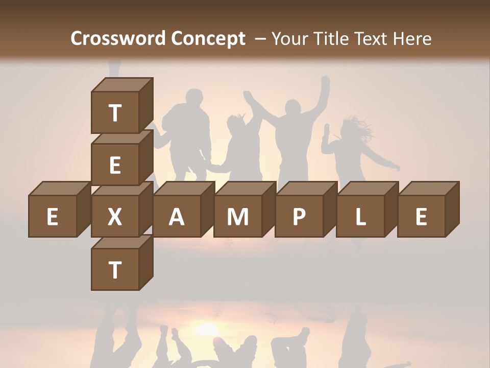 A Group Of People Jumping In The Air At Sunset PowerPoint Template