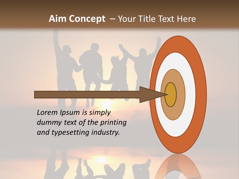 A Group Of People Jumping In The Air At Sunset PowerPoint Template