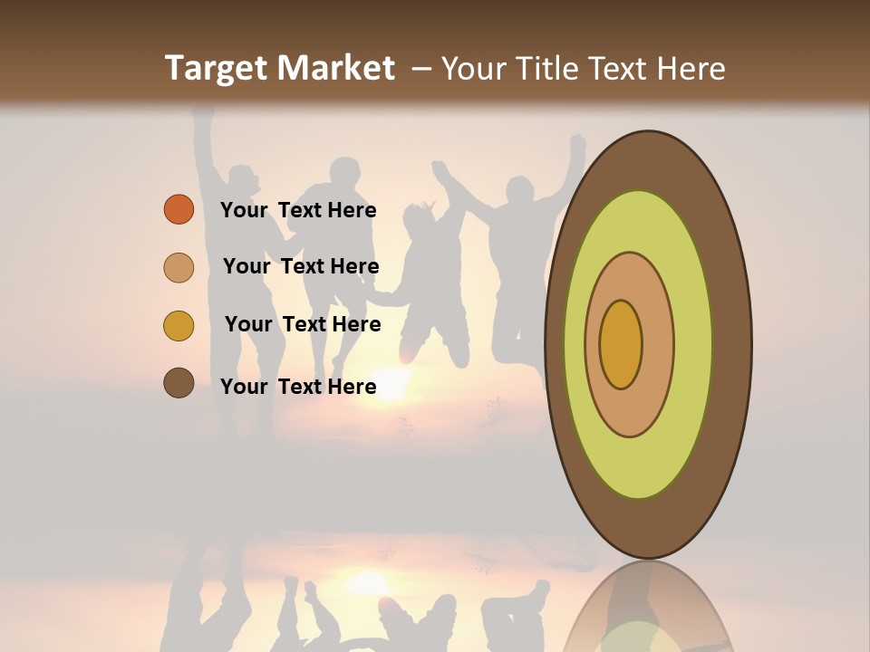 A Group Of People Jumping In The Air At Sunset PowerPoint Template