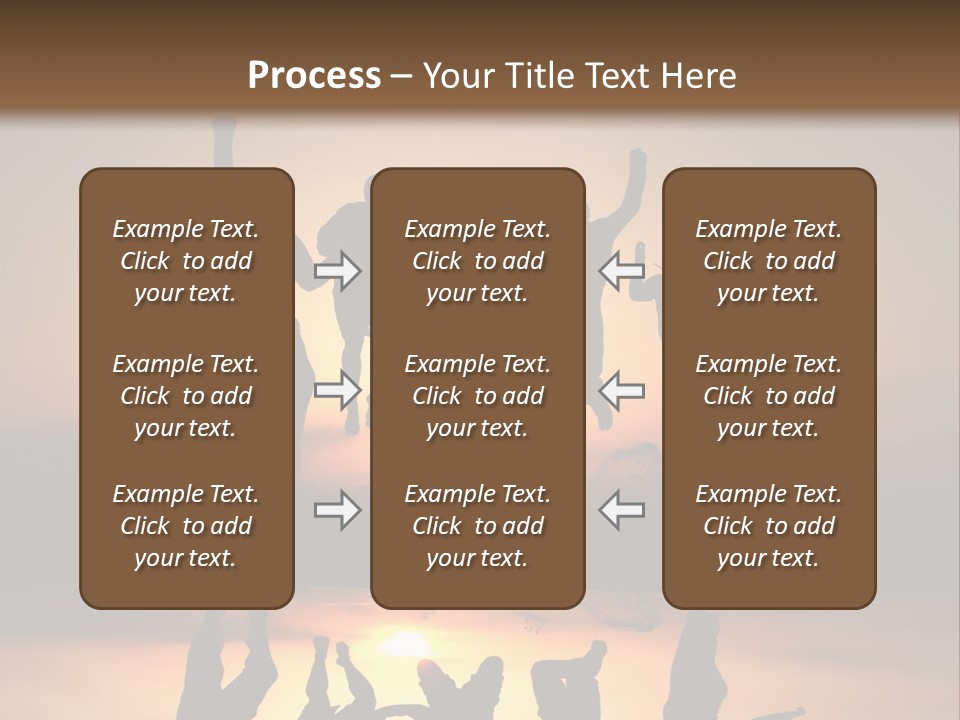 A Group Of People Jumping In The Air At Sunset PowerPoint Template