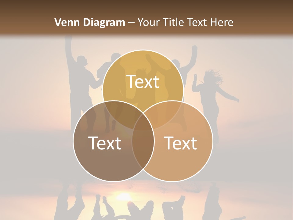 A Group Of People Jumping In The Air At Sunset PowerPoint Template