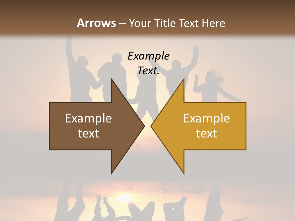 A Group Of People Jumping In The Air At Sunset PowerPoint Template