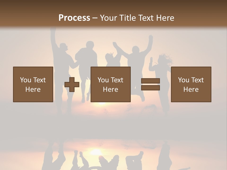 A Group Of People Jumping In The Air At Sunset PowerPoint Template