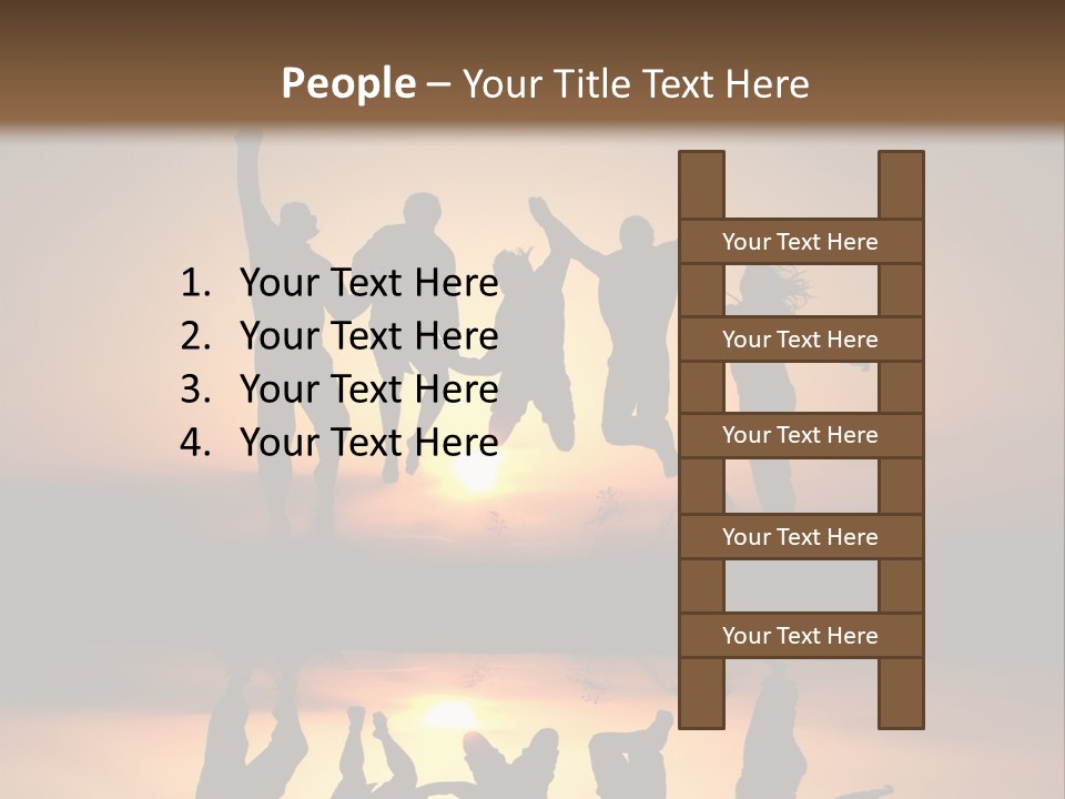 A Group Of People Jumping In The Air At Sunset PowerPoint Template